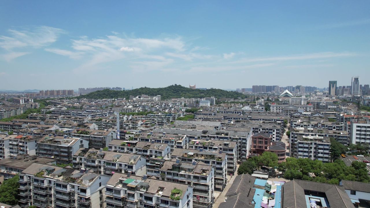 浙江绍兴城市建设城市风光航拍
