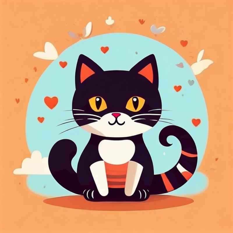 小花猫唯美插画 79