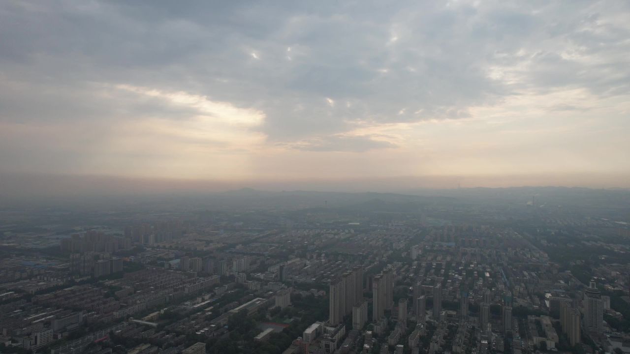 山东淄博城市建设航拍  