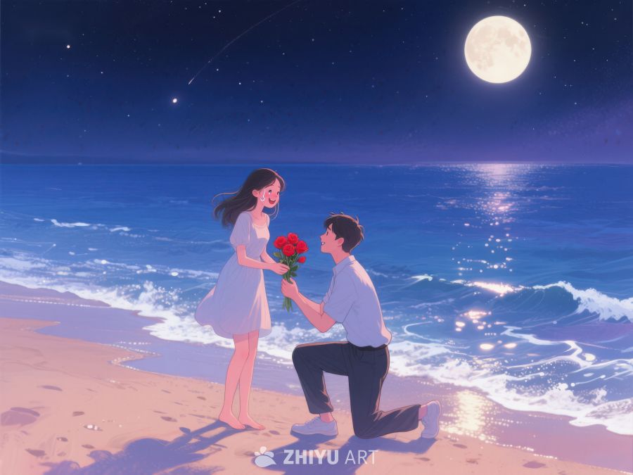 月下海边求婚场景 1200