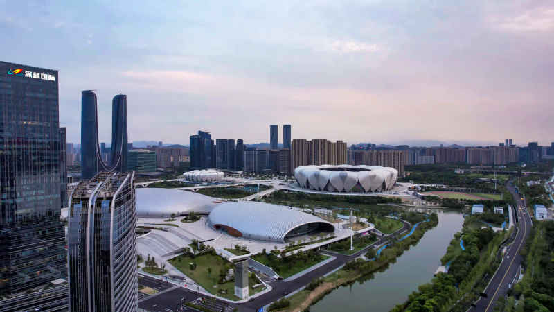 浙江杭州城市风光航拍摄影图 