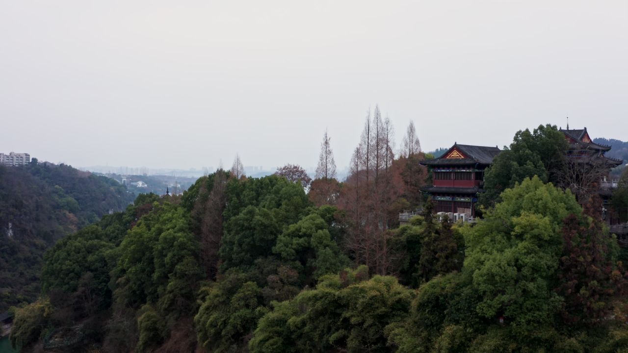 湖北宜昌长江西陵峡三游洞航拍视频