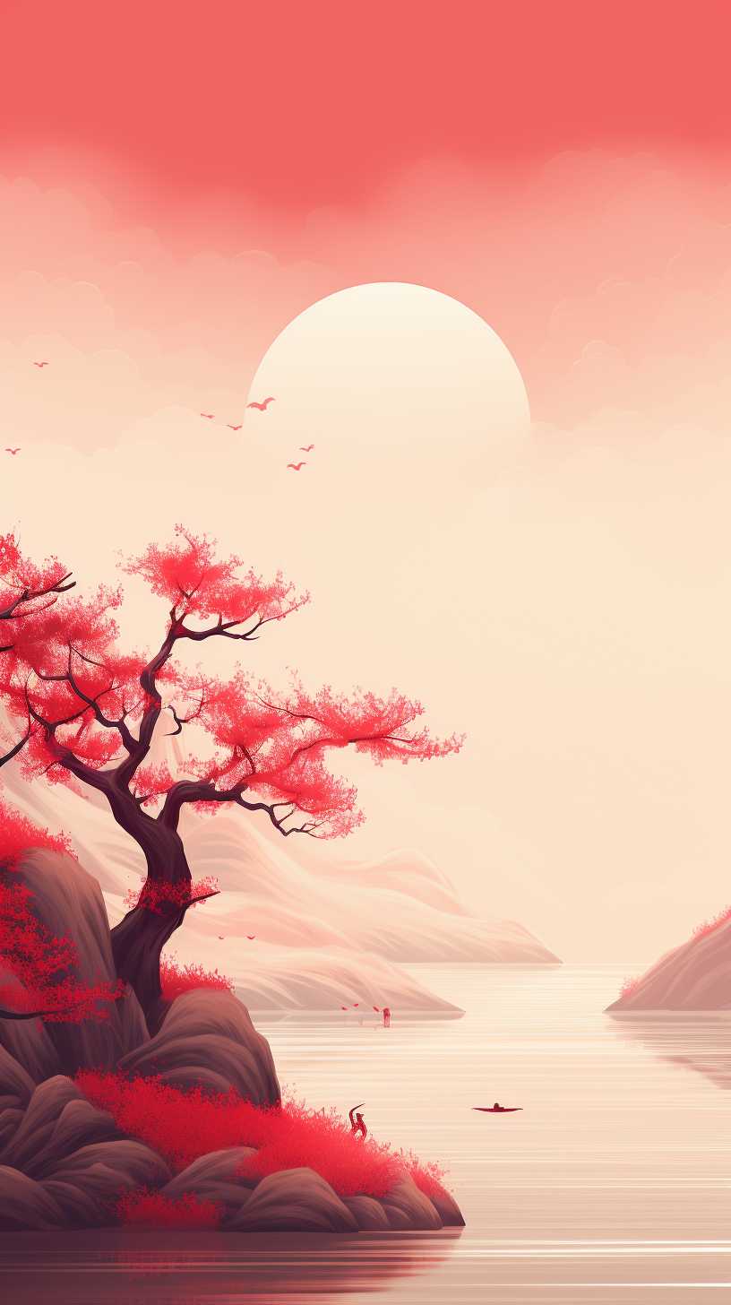 红色背景艺术图
