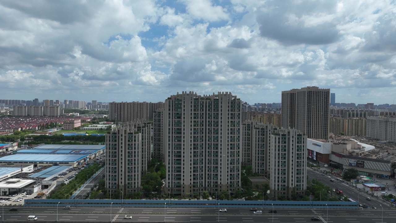 4K延时航拍昆山城市建筑风光 1