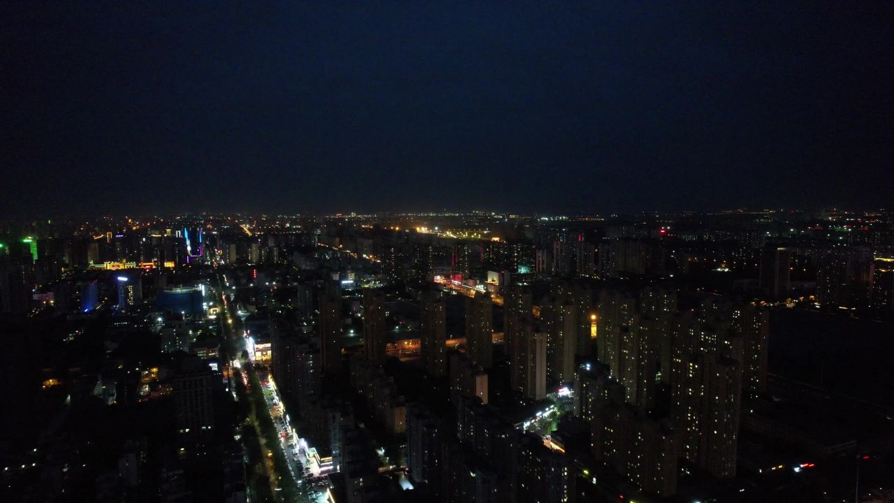 石家庄城市夜景灯光航拍