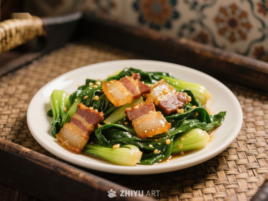 炒青菜配五花肉，美味家常菜 52