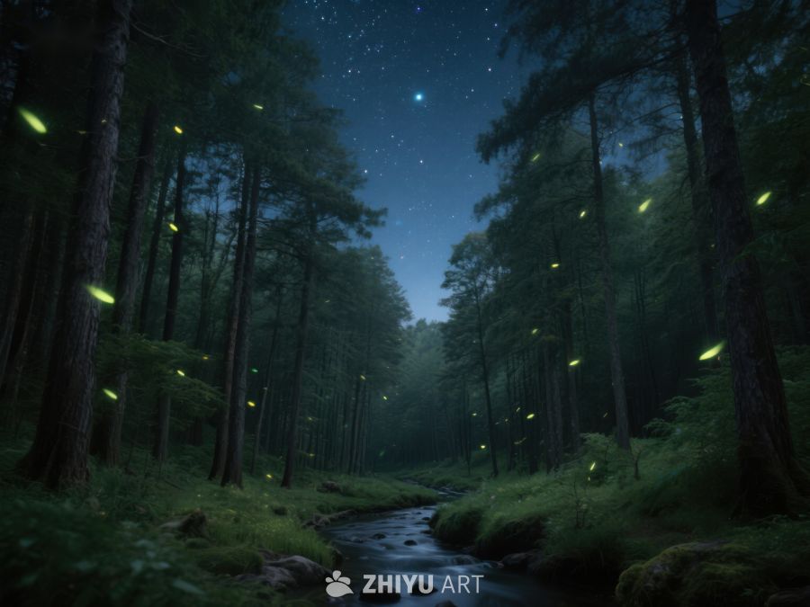 夜林萤火，溪流潺潺 454