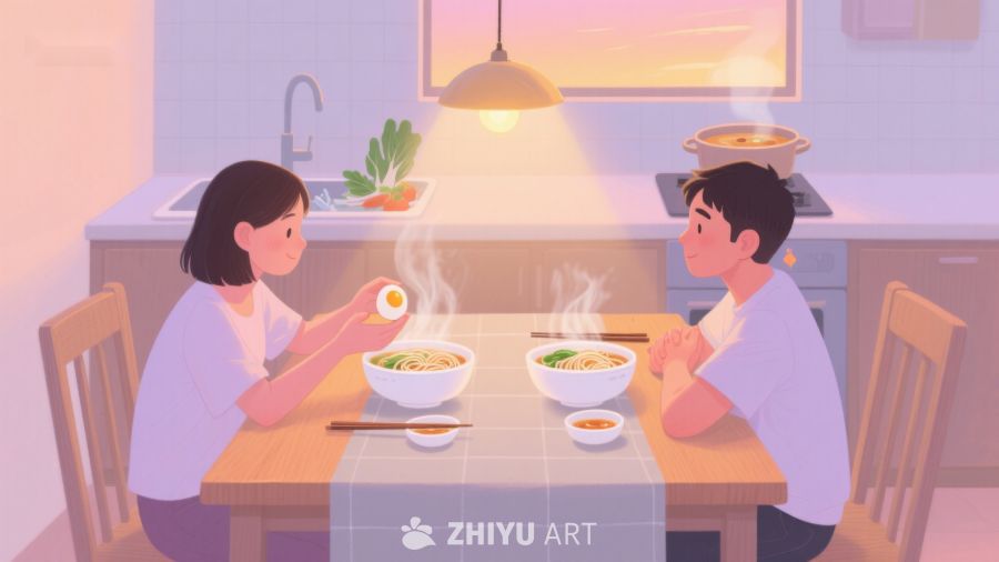 温馨厨房里的晚餐时光 399