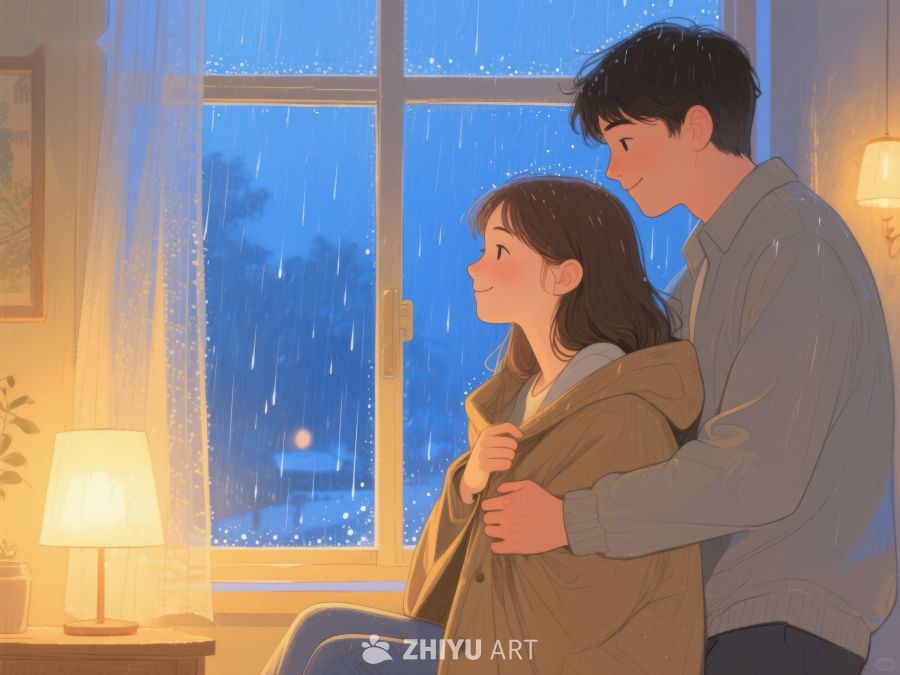 雨夜窗前的温馨时刻 1049