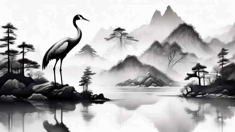 国风鹤山水风景插画 21