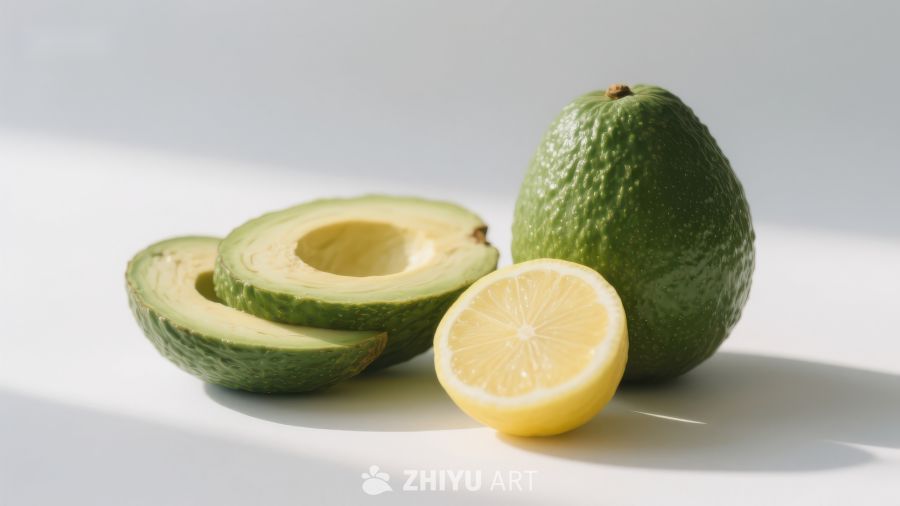 新鲜牛油果与柠檬切片
