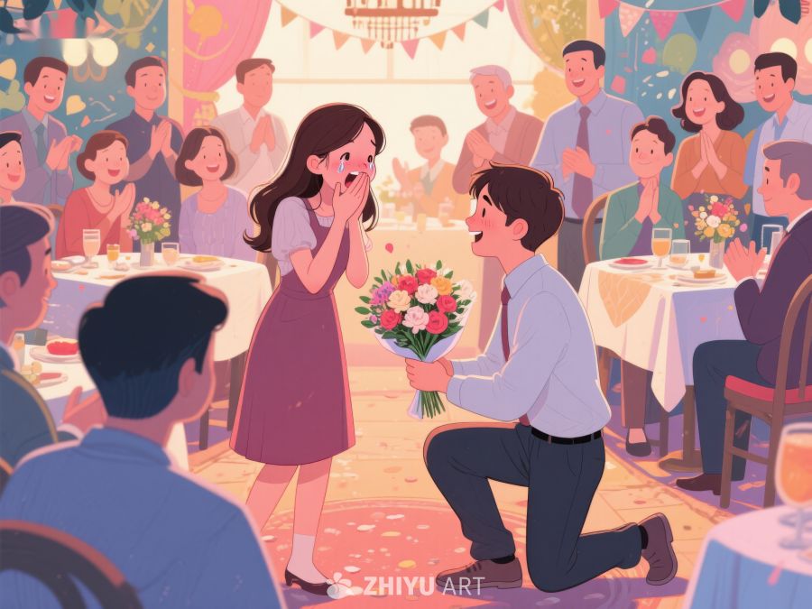 餐厅求婚，众人见证温馨时刻 4