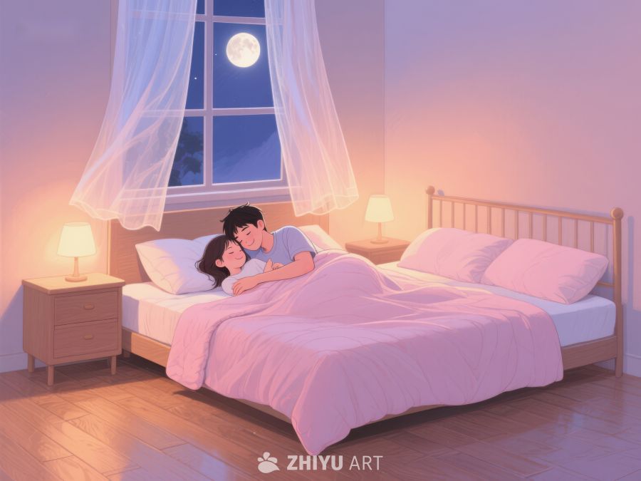 温馨夜晚，情侣共枕入梦 827