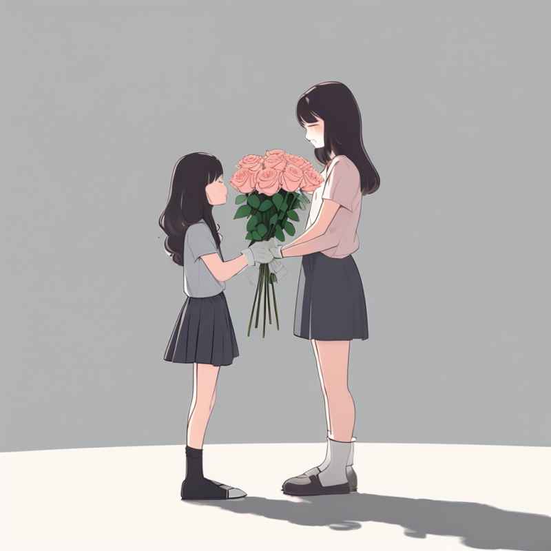 母亲把花送给女儿 7