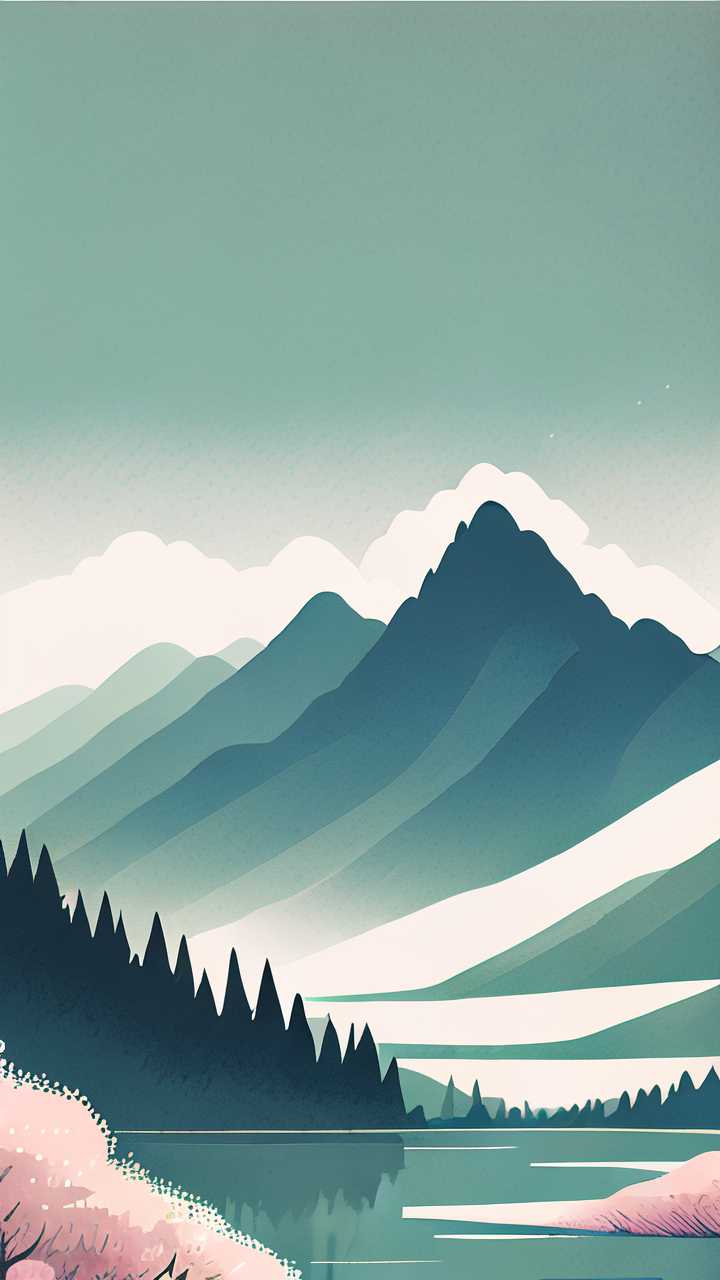 山水简约清新插画