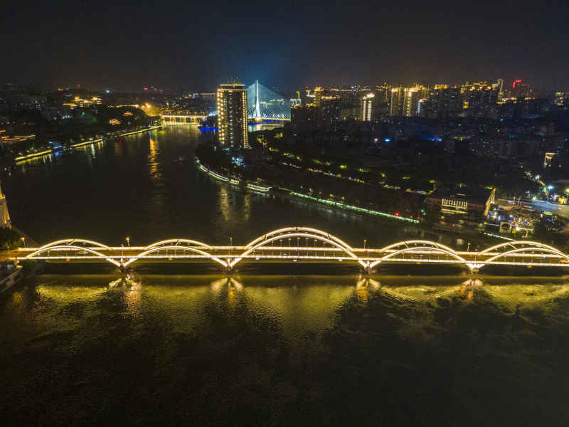 福建福州闽江中洲岛解放大桥航拍摄图