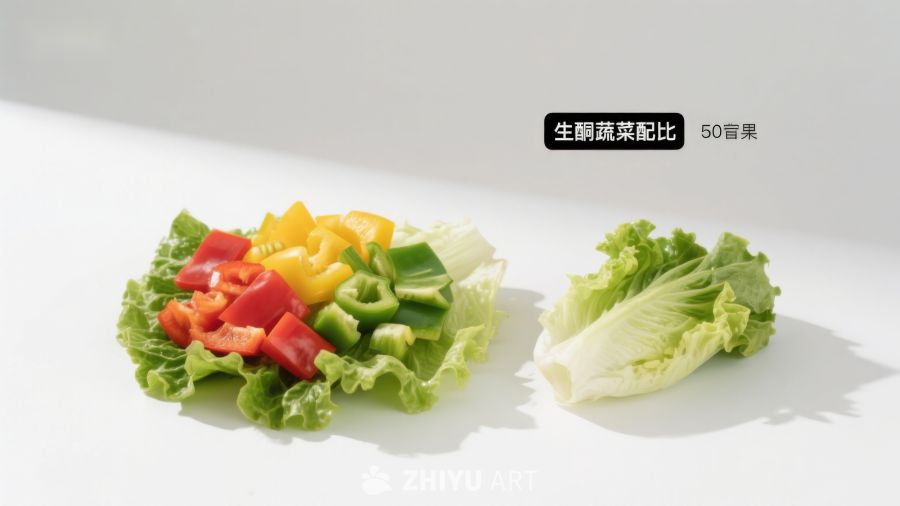 生菜与彩椒搭配展示