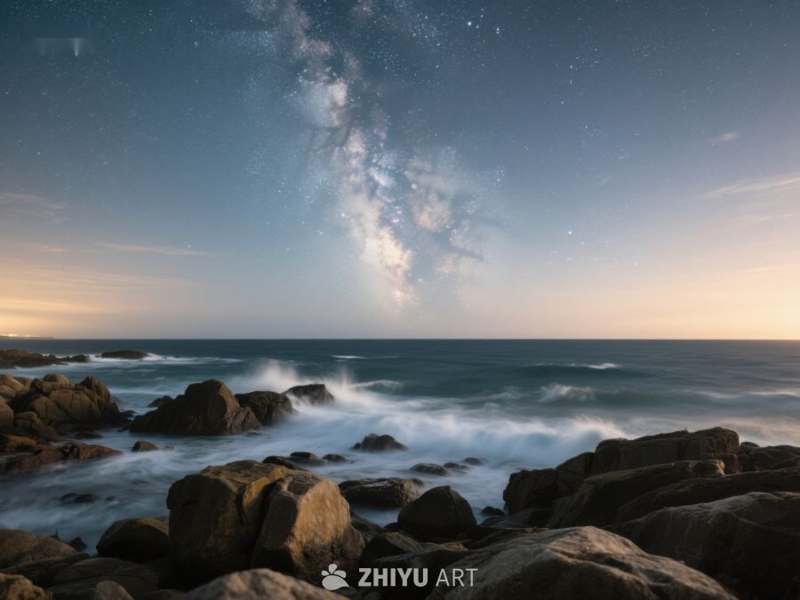 星空下的海岸岩石 182