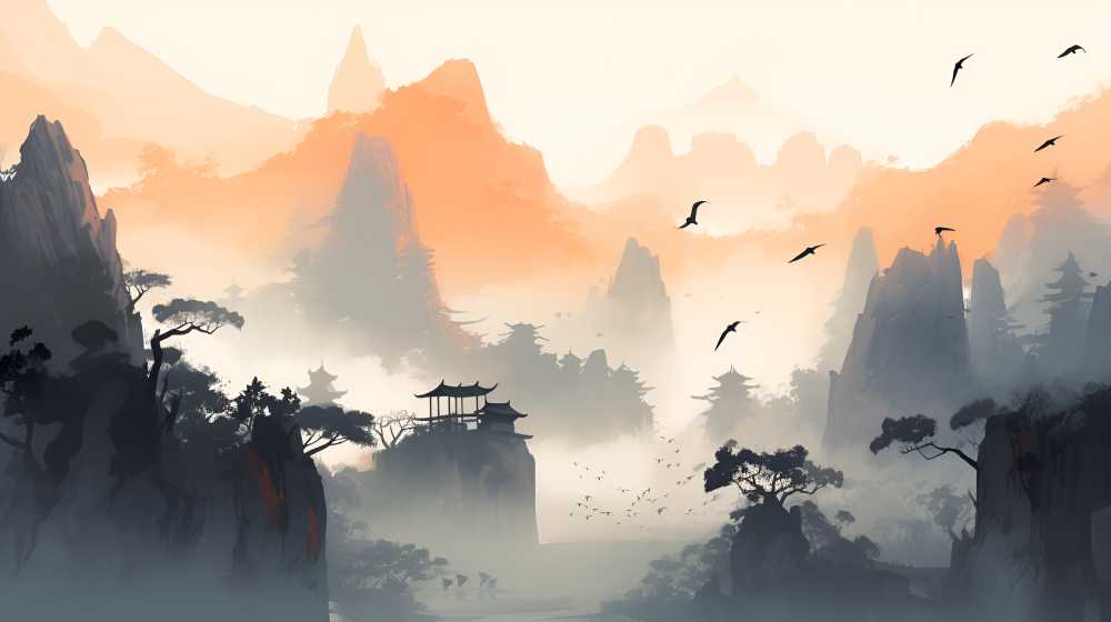 远处景色雾山峰