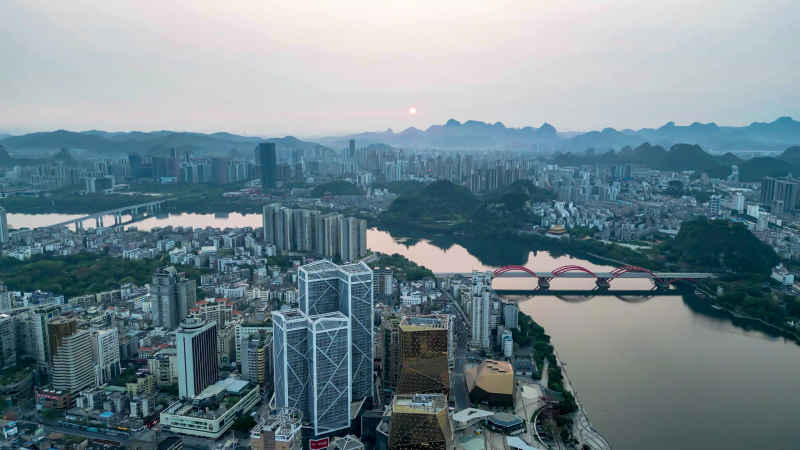 广西柳州城市风光航拍摄影图
