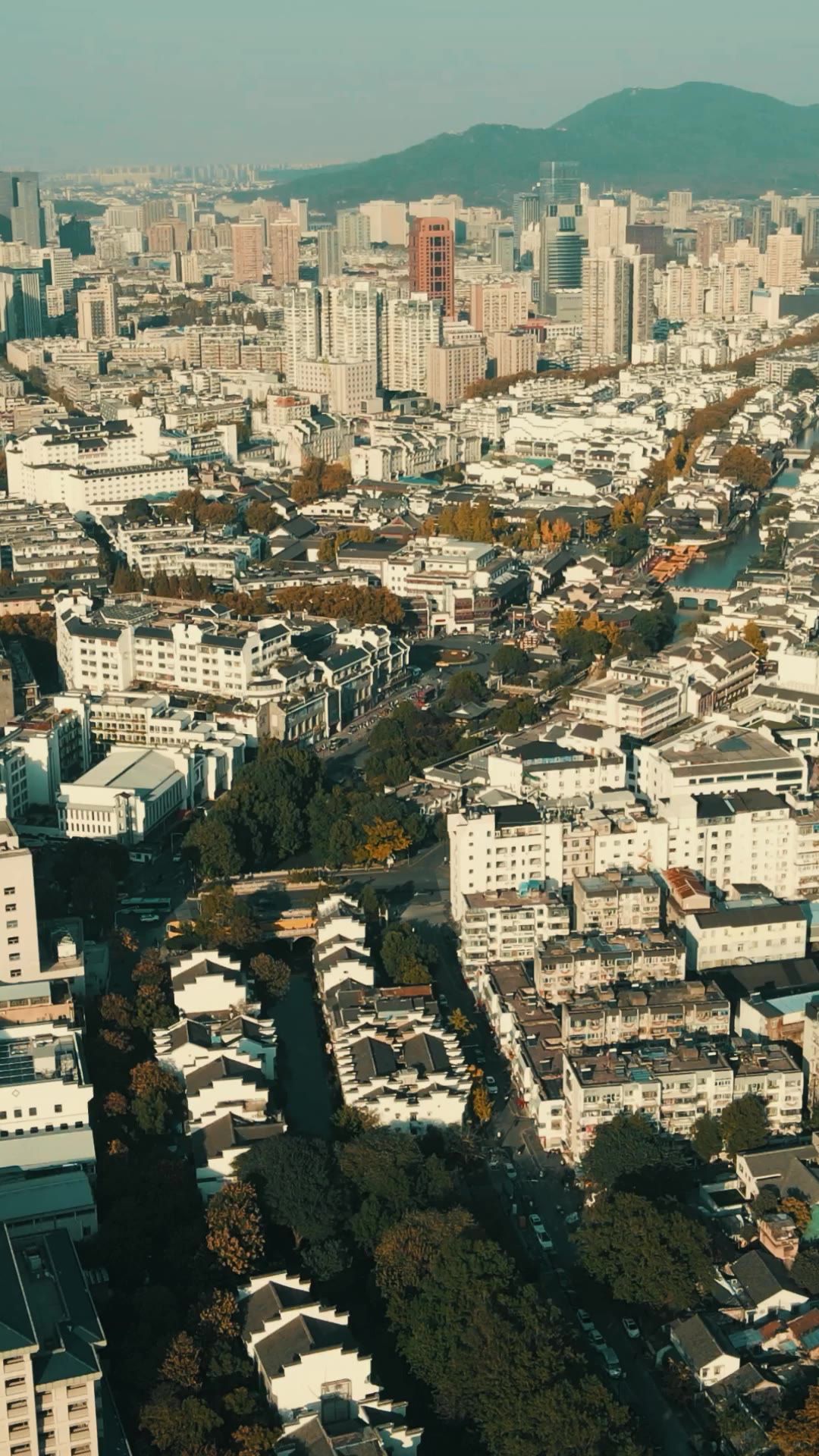 南京老城区秦淮河竖屏航拍