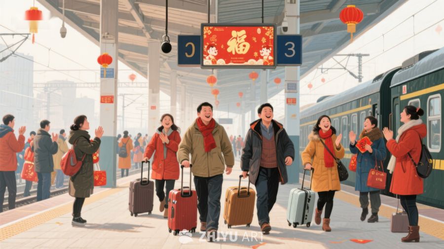 春运火车站台欢送旅客 145