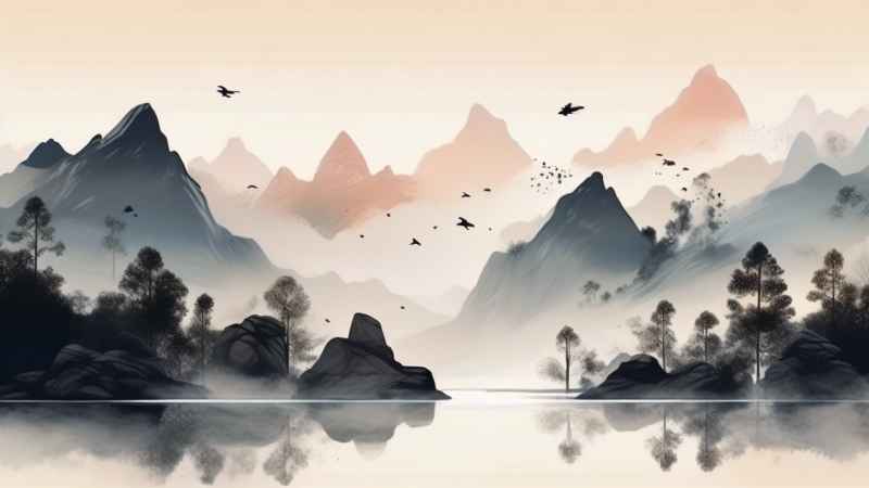 国潮山水插画风景图 17