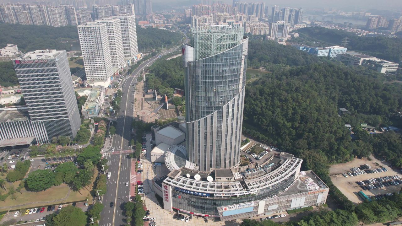 广东江门广电大楼航拍 