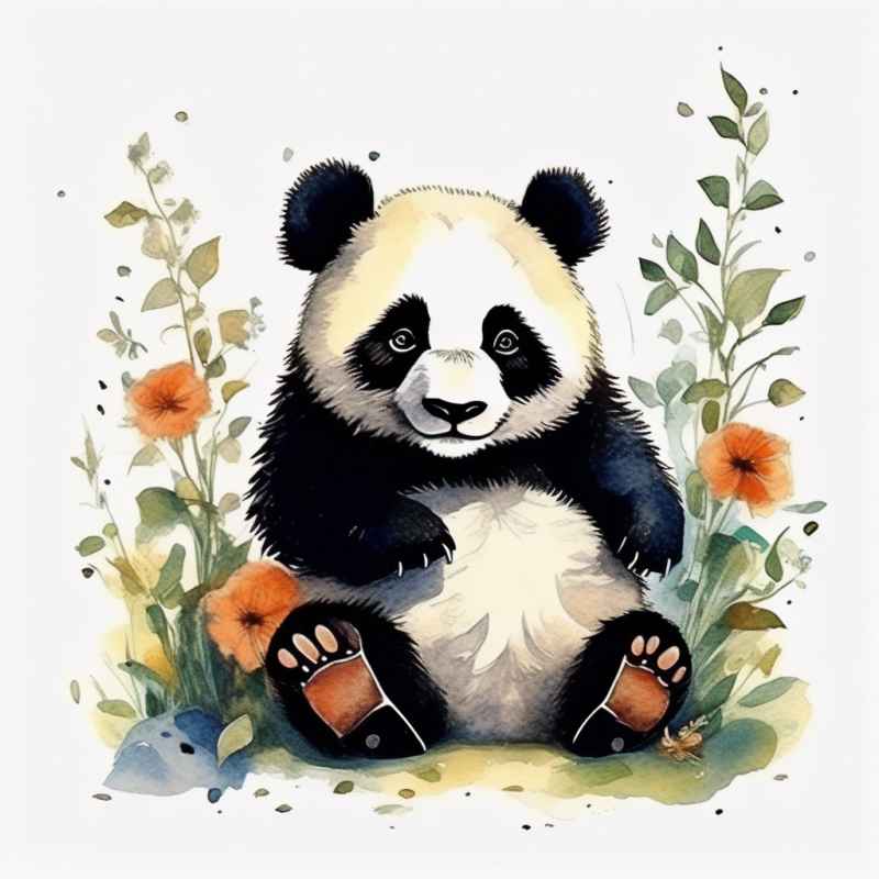 可爱熊猫插画简约风格 71
