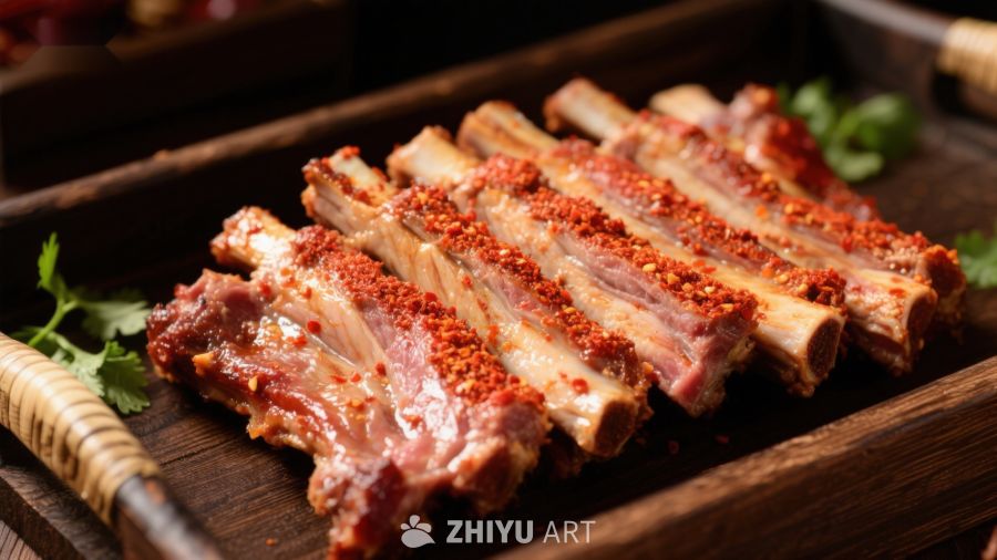 香辣腌制排骨，诱人美味