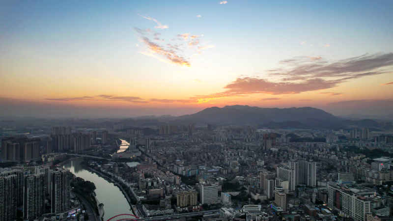 广东江门城市风光航拍图 