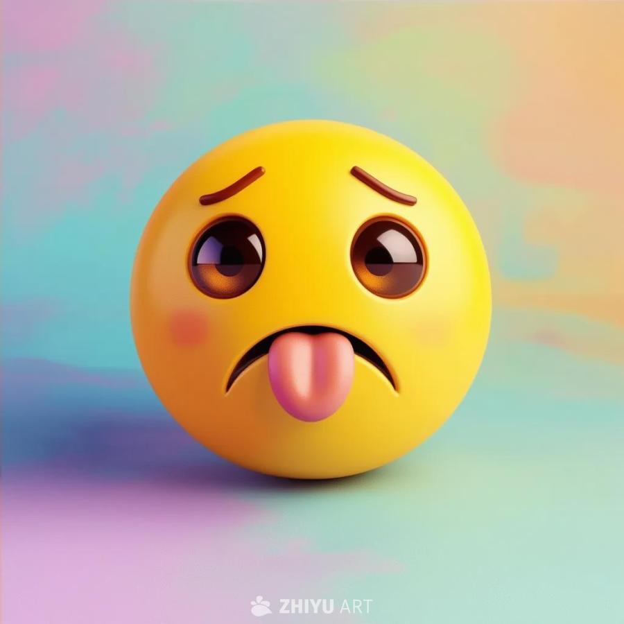 一个黄色的表情符号，带有悲伤的表情。它有棕色的、圆
