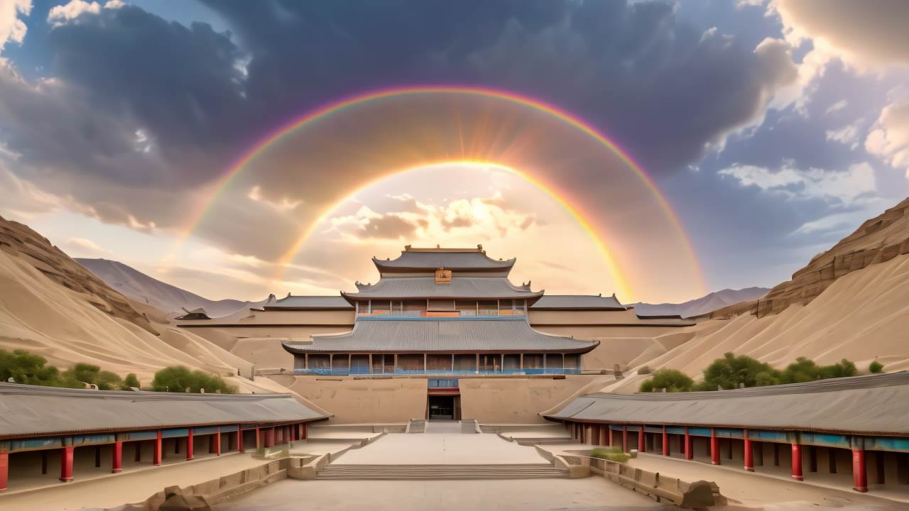 敦煌石窟莫高窟壁画日出日落 39