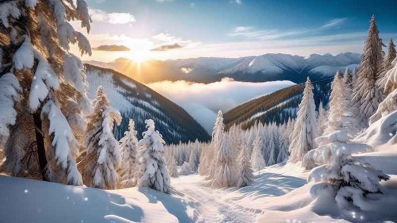 冬季背景图插画雪山雪景 68