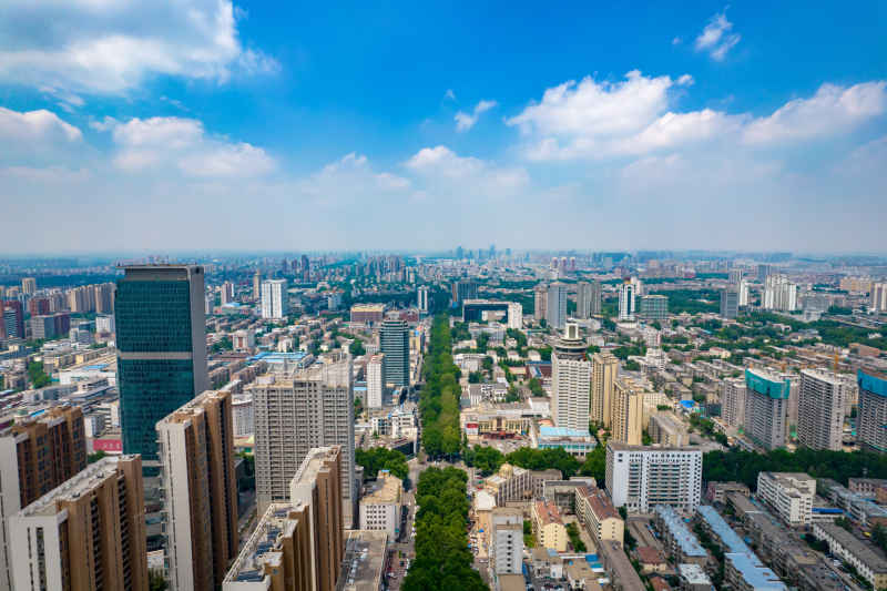 山东淄博城市风光天际线航拍摄影图