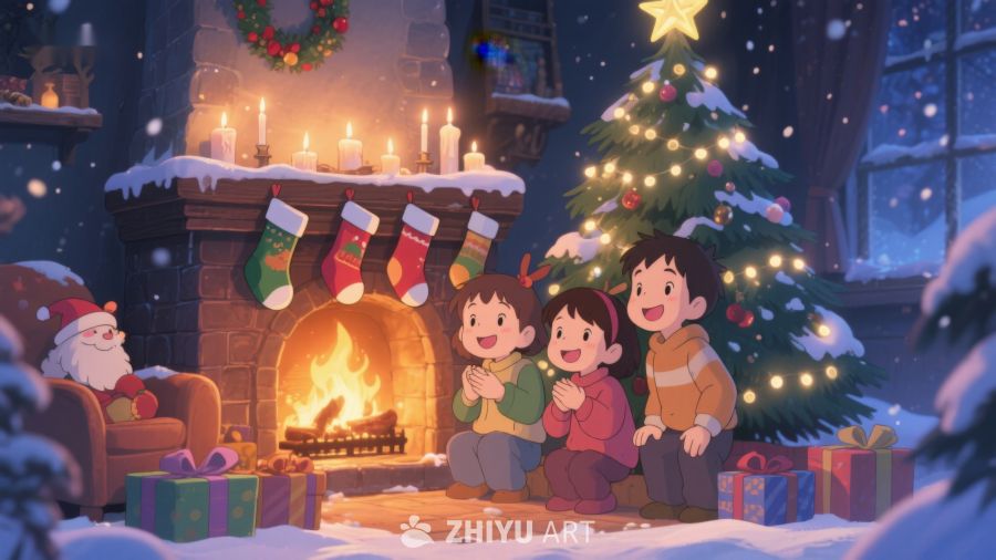 温馨圣诞夜，童趣围炉旁 315