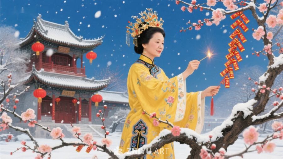 古装女子雪中赏花 249