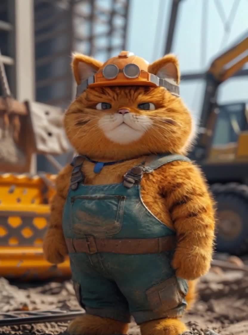 工地猫猫：姜黄色建筑工人