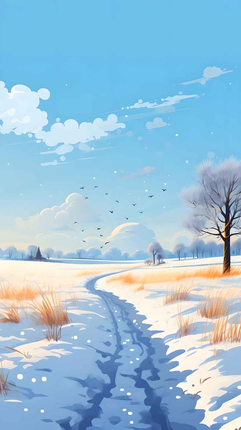 冬季唯美创意背景插画图 17