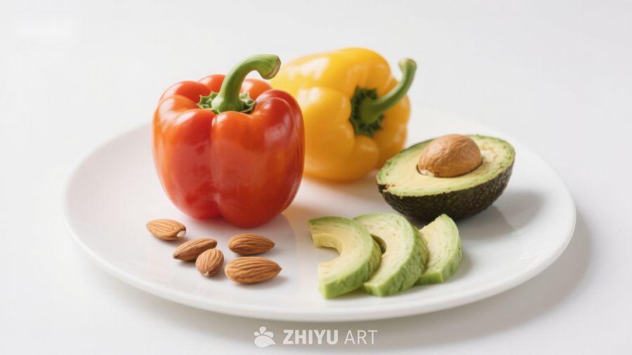 盘中新鲜蔬果与坚果