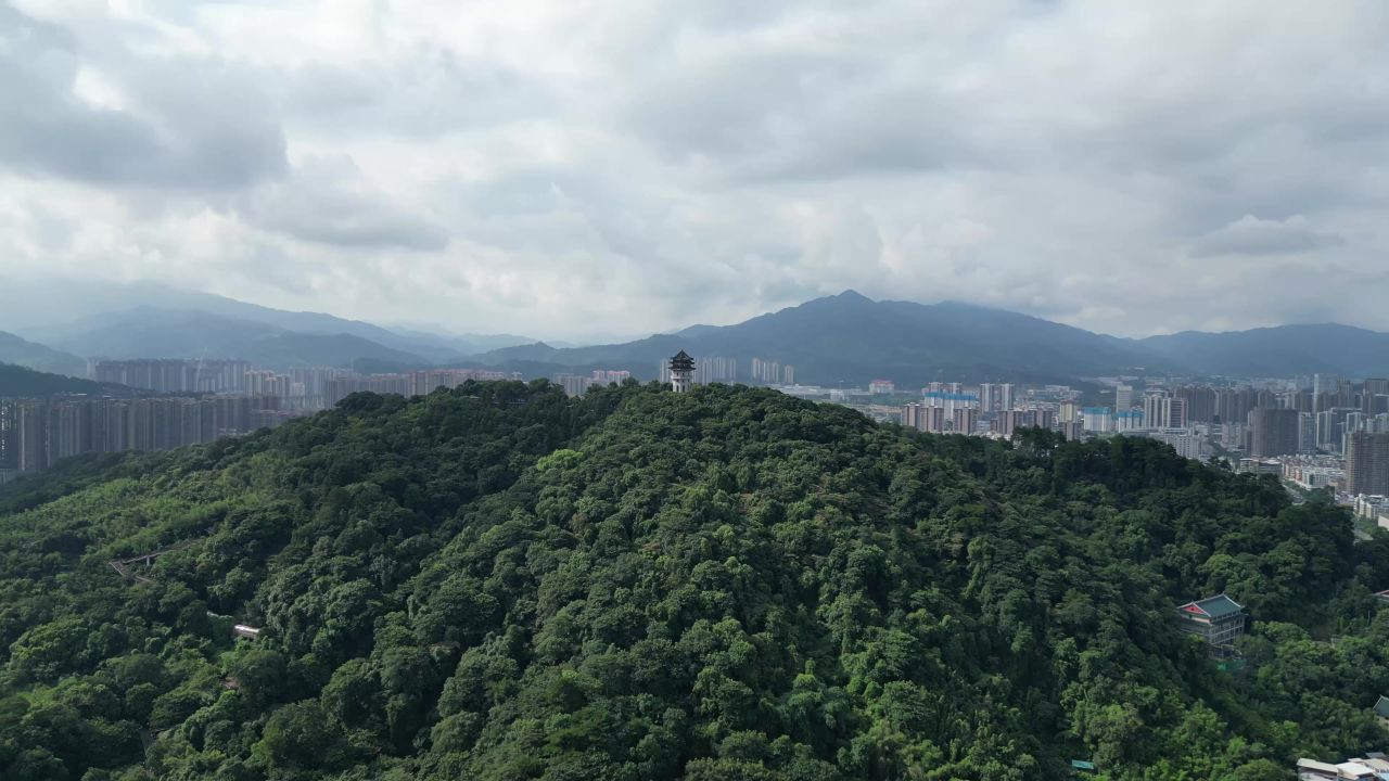 航拍福建龙岩莲花山公园