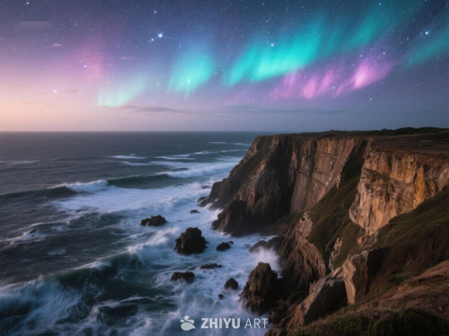 极光下的海岸悬崖 41