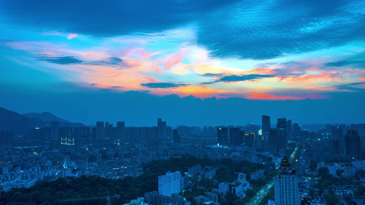 珠海拱北空镜晚霞六