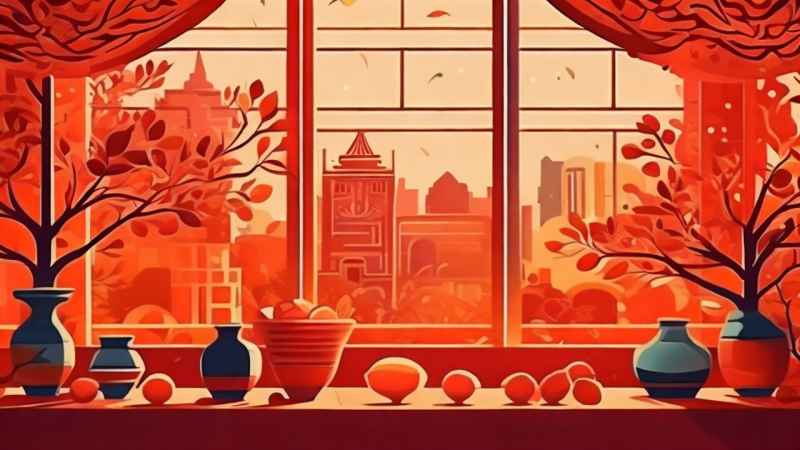 春节窗花简约插画背景 19