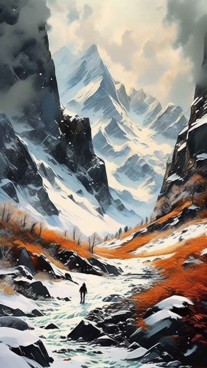 雪山高原冰川插画 68