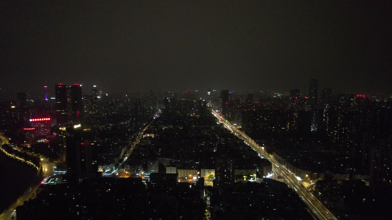 成都城市夜景交通东二环航拍