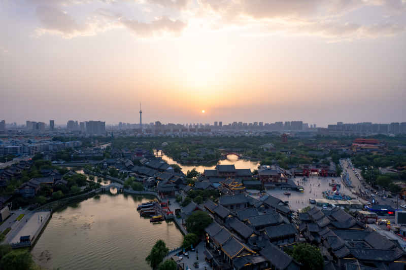 河南开封城市风光地标建筑旅游景区航拍图 