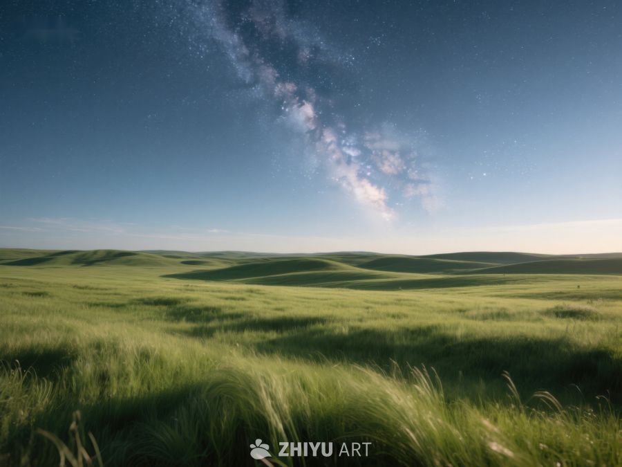 星空下的绿色草原 189