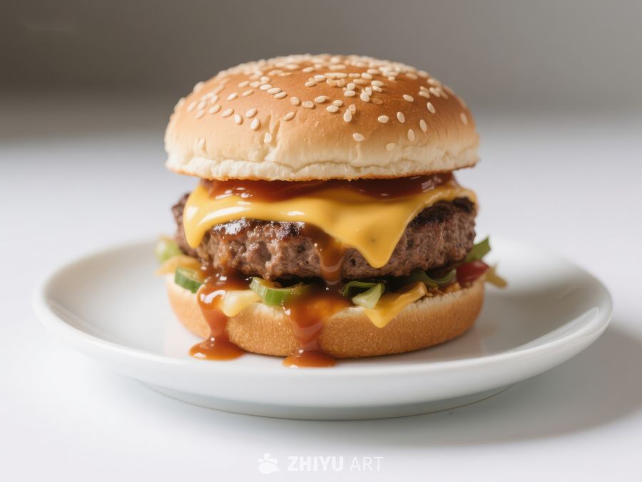 经典芝士汉堡特写 266