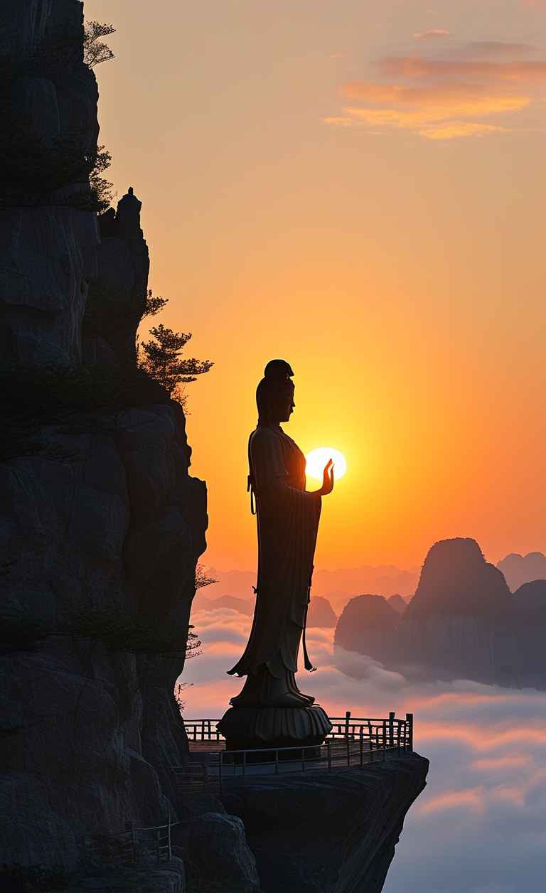 夕阳黄昏下的观音庄严 4